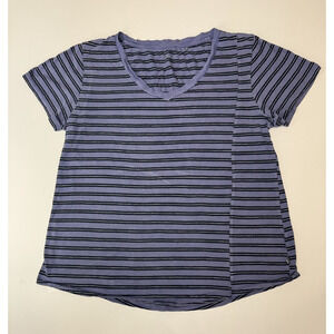 Toad & Co. Women's 100% Organic Cotton Short Sleeve Tee Grunge Blue Striped
